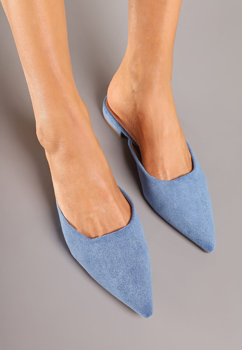 Niebieskie Klapki Typu Mule z Noskiem w Szpic Ferraza