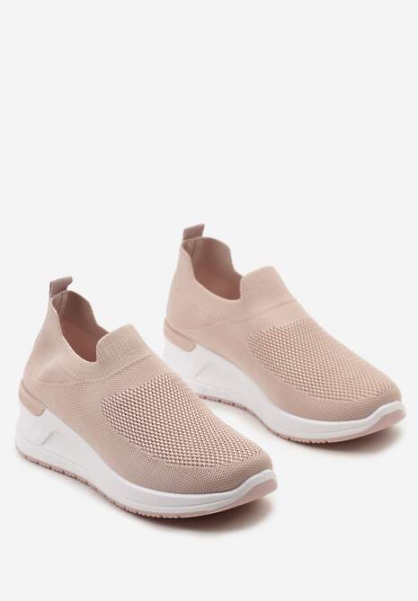 Różowe Casualowe Buty Sportowe na Platformie bez Zapięcia Winulla