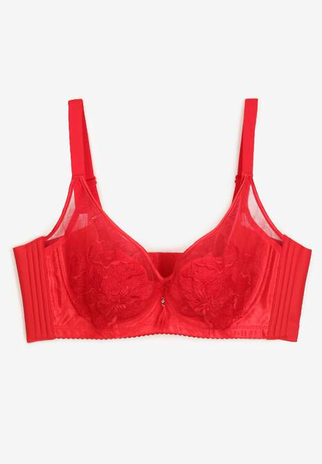 Czerwony Biustonosz z Transparentnymi Wstawkami i Regulowanymi Ramiączkami Zetida