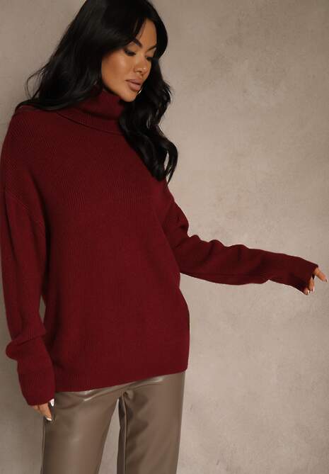 Bordowy Golf z Domieszką Wiskozy i Kaszmiru Azivara