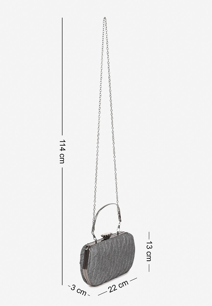 Szara Tłoczona Torebka Kopertówka Ozdobiona Cyrkoniami Lunovea