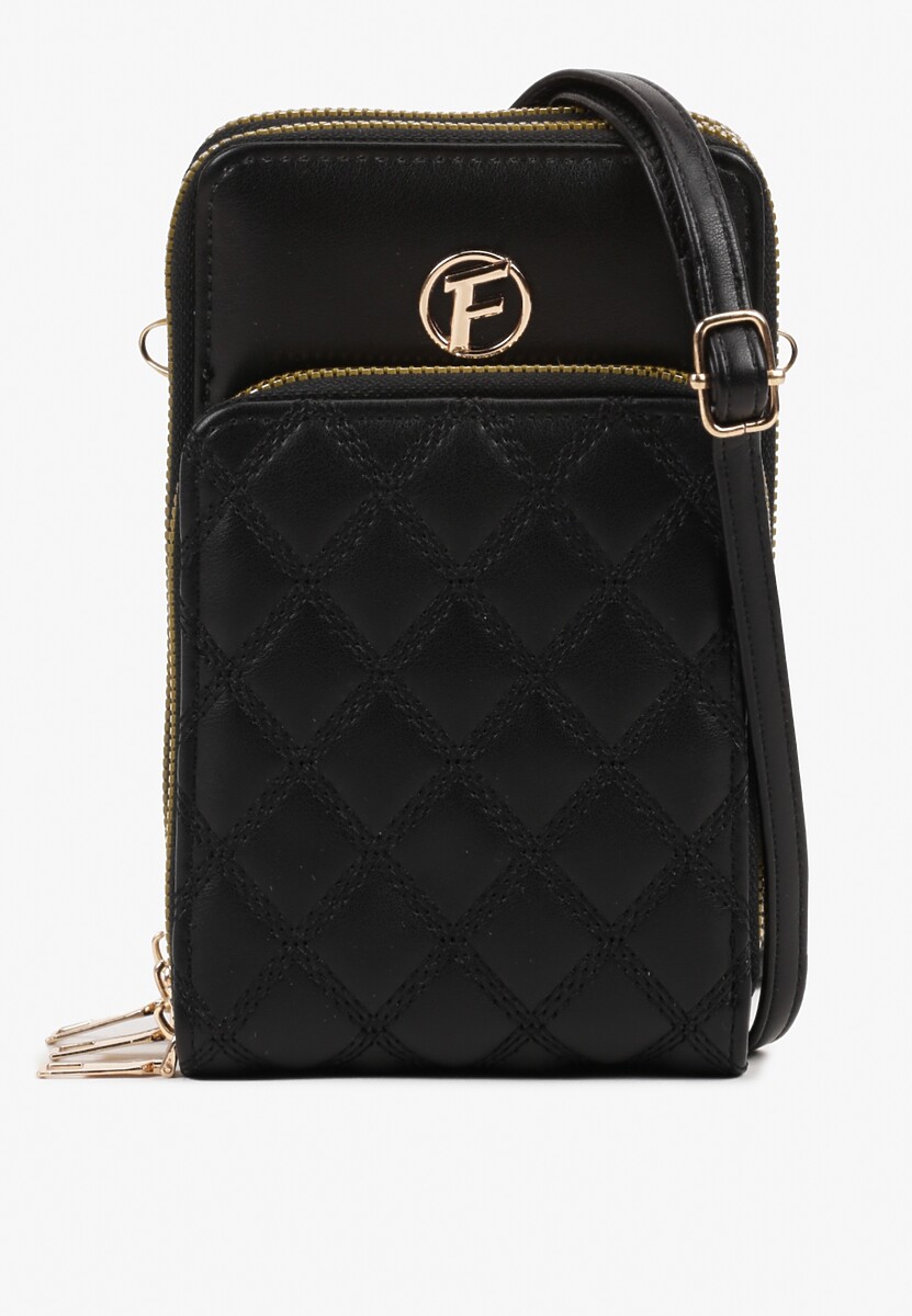 Ciemnobeżowa Torebka Etui Ozdobiona Pikowaniem i Metaliczną Aplikacją Juria