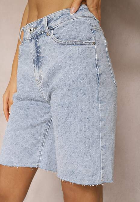 Jasnoniebieskie Jeansowe Szorty High Waist Bawełniane Nelaitha