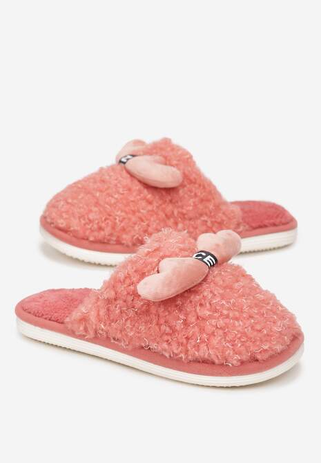 Ciemnoróżowe Kapcie z Futerkiem i Naszywką Dirina