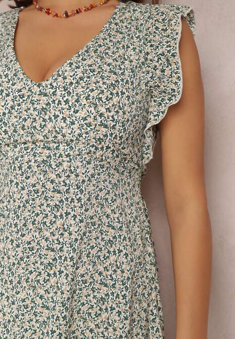 Biało-Zielona Sukienka Sylphedice