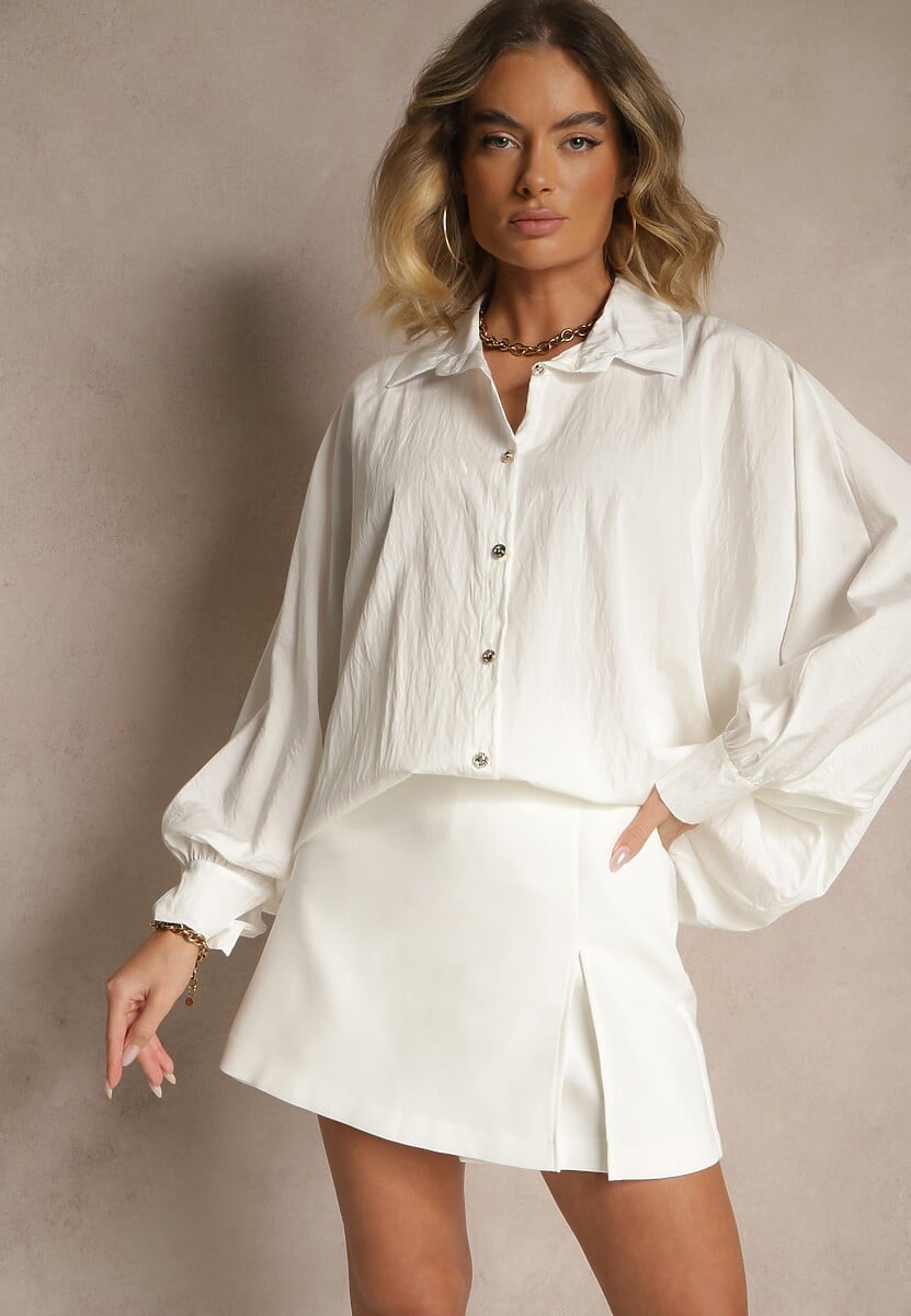 Niebieska Koszula z Wiskozą w Stylu Nietoperza Sonarielia