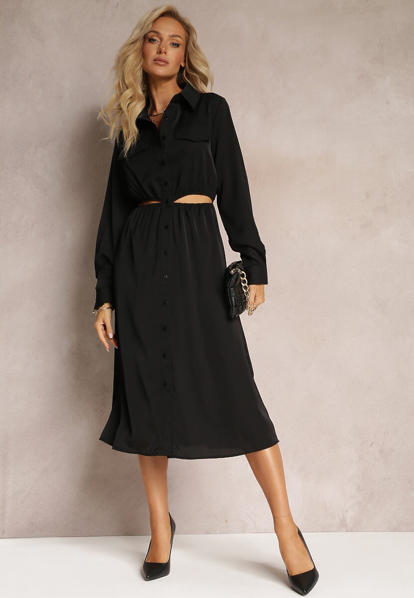 Beżowa Sukienka Koszulowa Pumpa