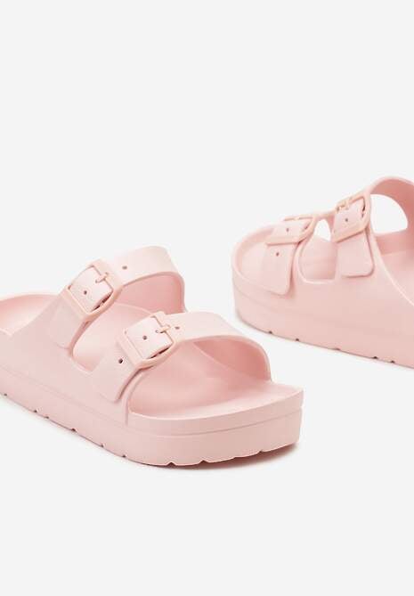 Różowe Klapki Piankowe na Platformie z Klamrami Achiotte