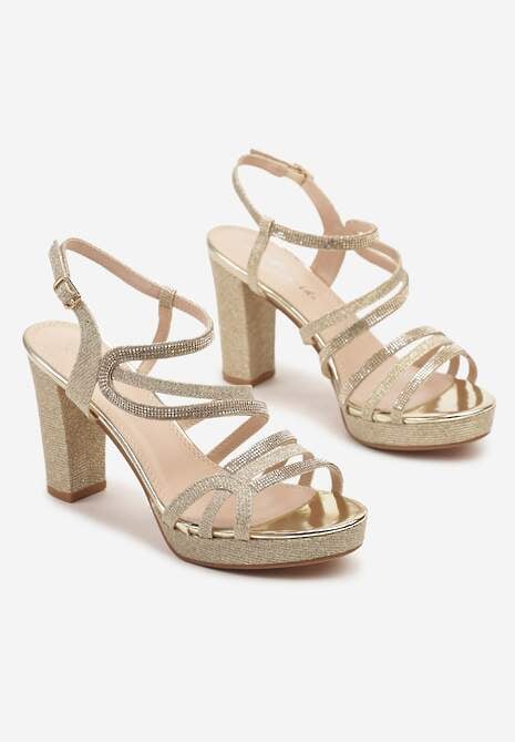 Złote Cyrkoniowe Sandały na Słupku Lisaviana