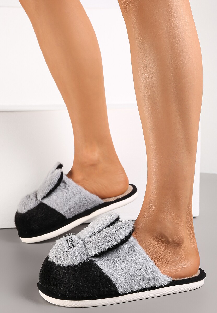 Czarne Kapcie z Uszami Królika Zarmo