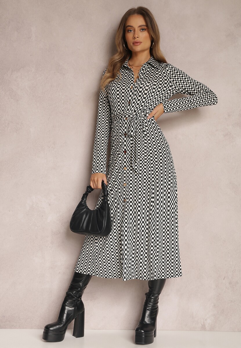 Czarna Sukienka Rozkloszowana Nobo