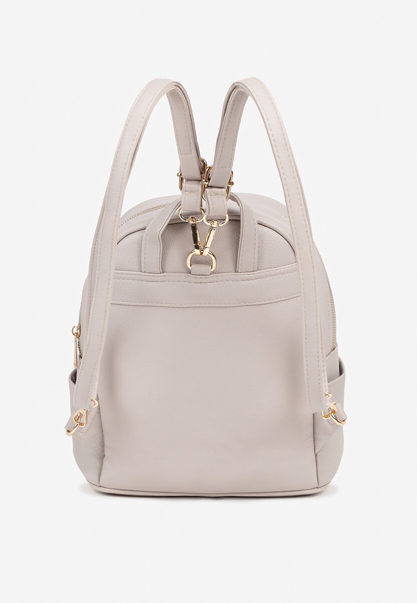 Szary Mały Plecak Trapezowy Zdobiony Aplikacją Paseriela