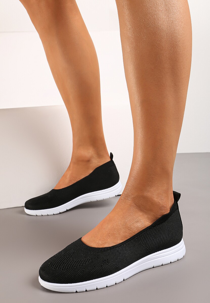 Czarne Płaskie Tenisówki Zdobione Cyrkoniami Lomadia