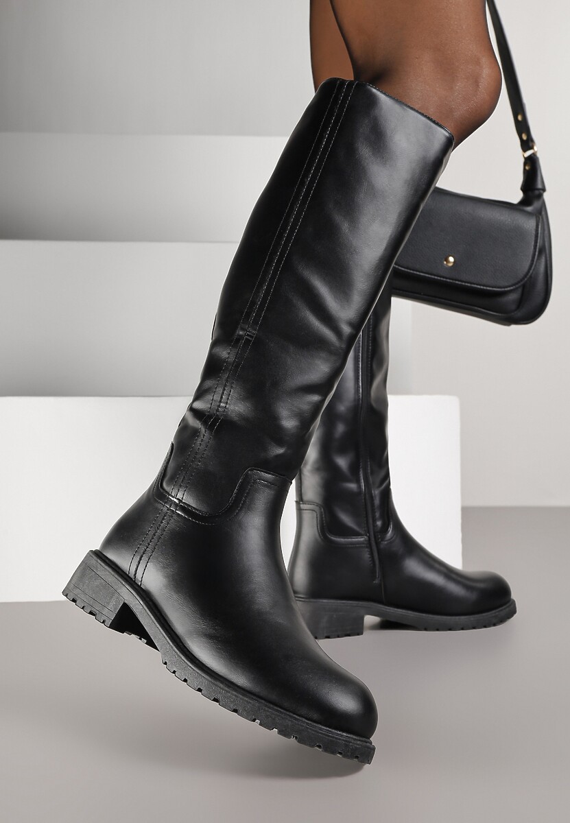 Czarne Dopasowane Kozaki Vices w Stylu Basic Lonavie