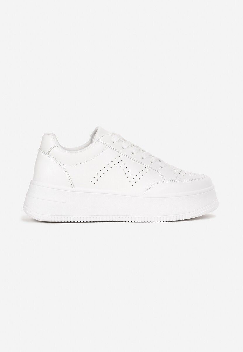 Białe Sneakersy z Perforacją na Platformie Treresa