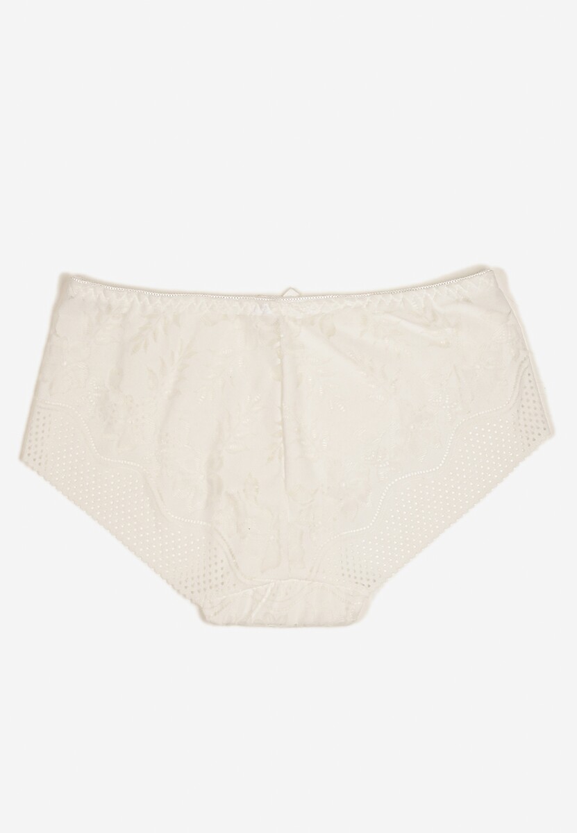 Białe Majtki Figi Ozdobione Kokardą i Koronką Pariste