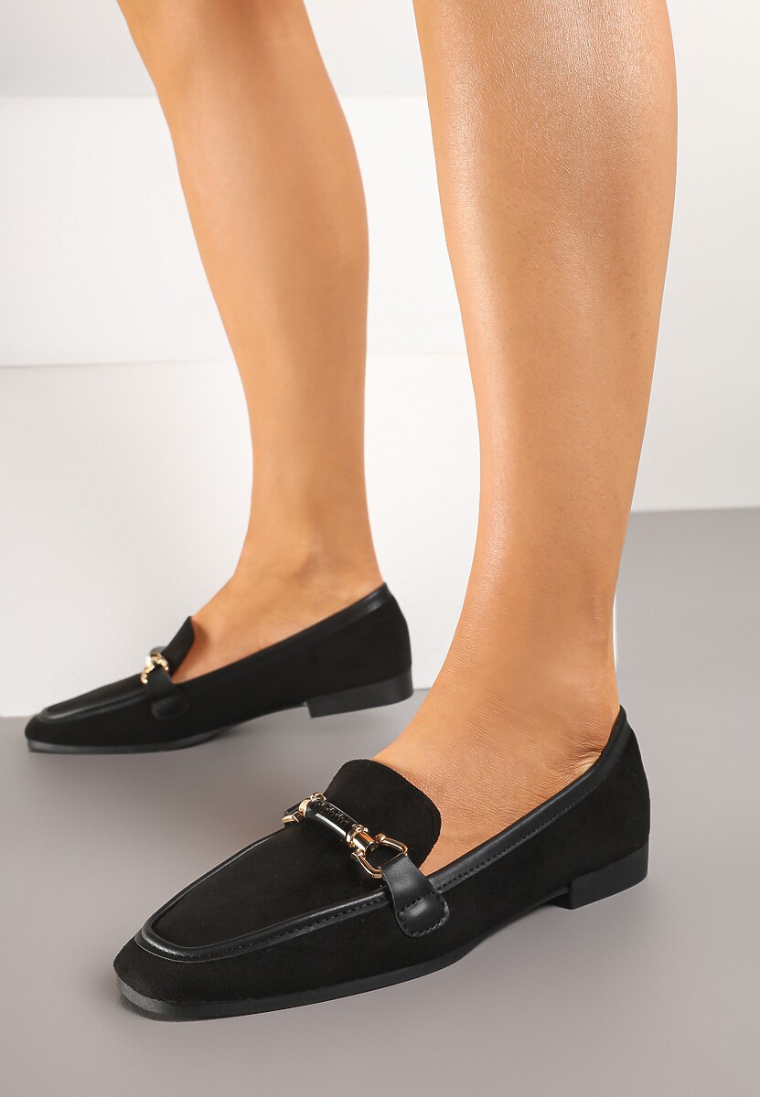 Czarne Mokasyny w Stylu Klasycznych Loafersów Effena