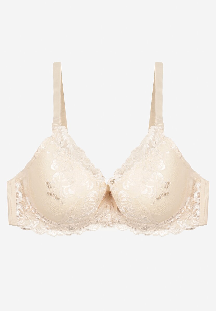 Beżowy Biustonosz Ozdobiony Koronką Vonavia