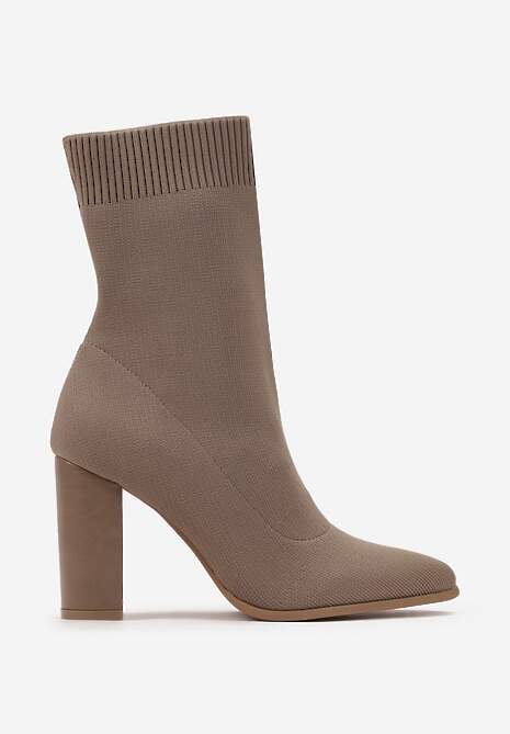 Beżowe Botki z Elastyczną Cholewką Penthis