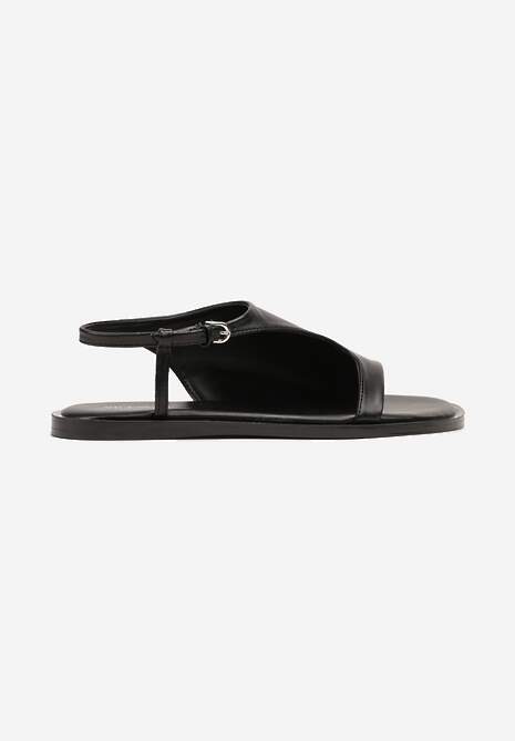 Czarne Asymetryczne Sandały Vices ze Sprzączką Merilda