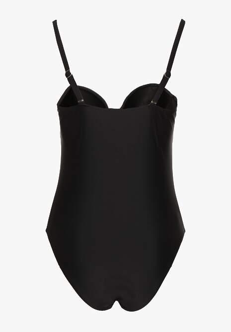 Czarny Strój Kąpielowy z Ozdobnym Wiązaniem Temelea