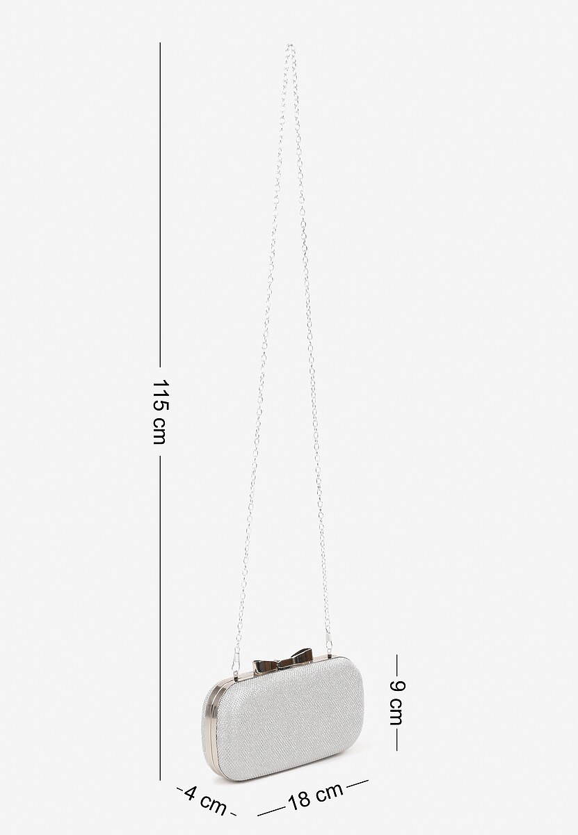 Srebrna Torebka Kopertówka z Dodatkowym Łańcuszkiem i Metalicznym Zapięciem Grireia
