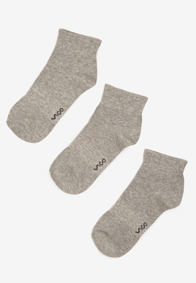 Jasnoszare Skarpety z Bawełny za Kostkę z Napisem Folerina