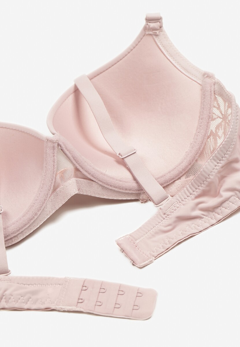 Różowy Biustonosz Miseczka C z Koronkową Wstawką Mailenne