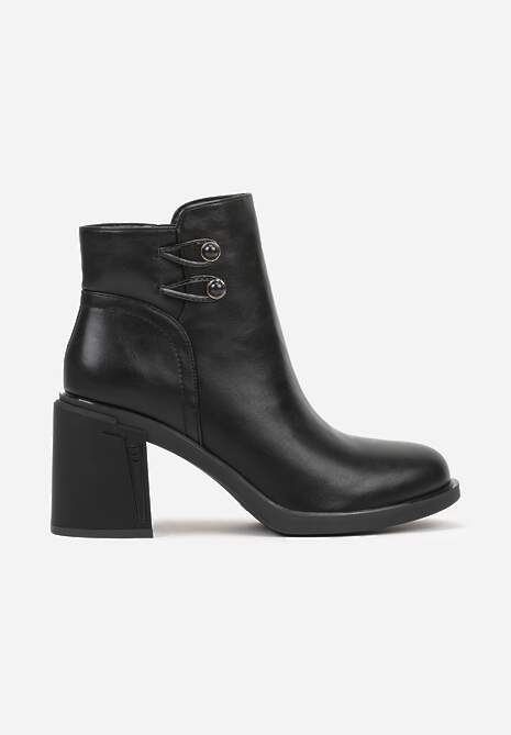 Czarne Basicowe Botki do Kostki VICES na Słupkowym Obcasie Naleasa