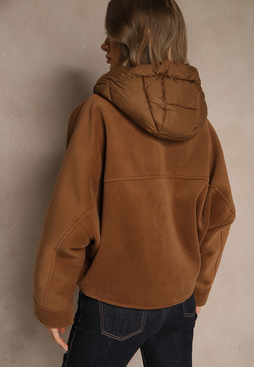 Brązowa Nietoperzowa Kurtka Przejściowa z Kapturem Amiree