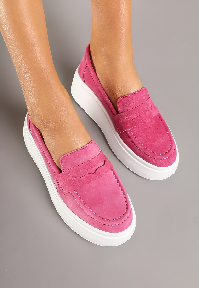 Fuksjowe Mokasyny ze Skóry Naturalnej na Platformie Eleanine