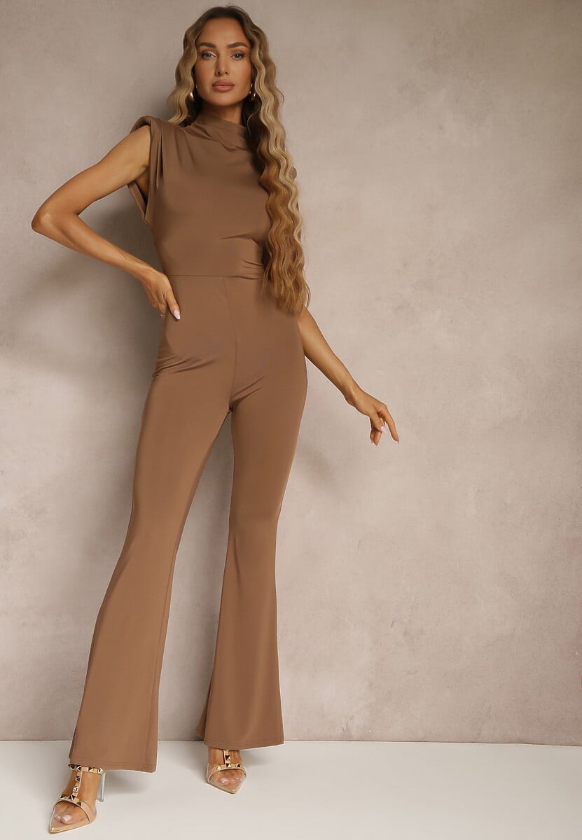 Czarny Kombinezon Flare z Usztywnionymi Ramionami Milindea