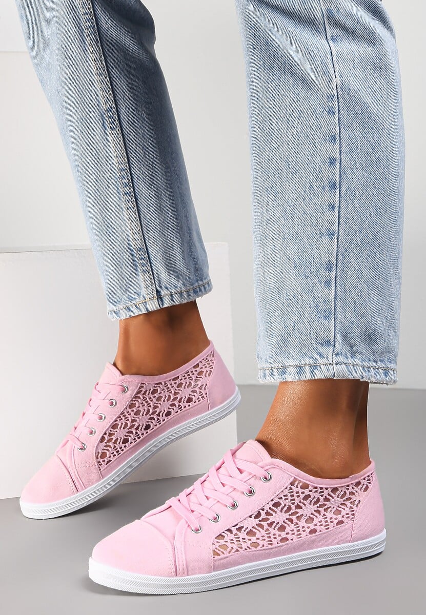 Pomarańczowe Tenisówki z Ażurowymi Wstawkami Po Bokach Salessa