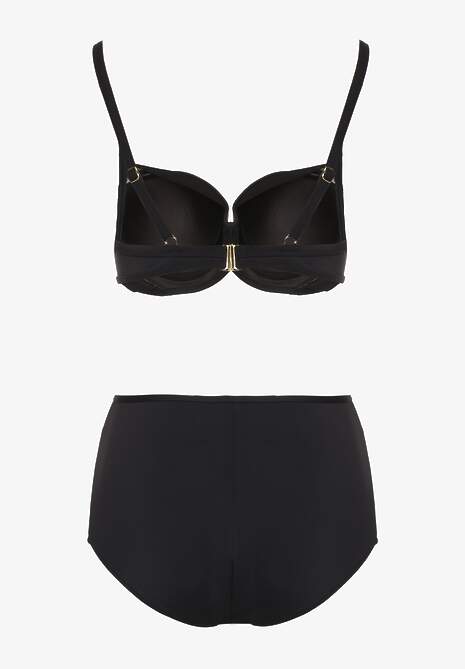 Czarne Bikini Biustonosz Zdobiony Aplikacją i Majtki Typu Figi Iffirelle