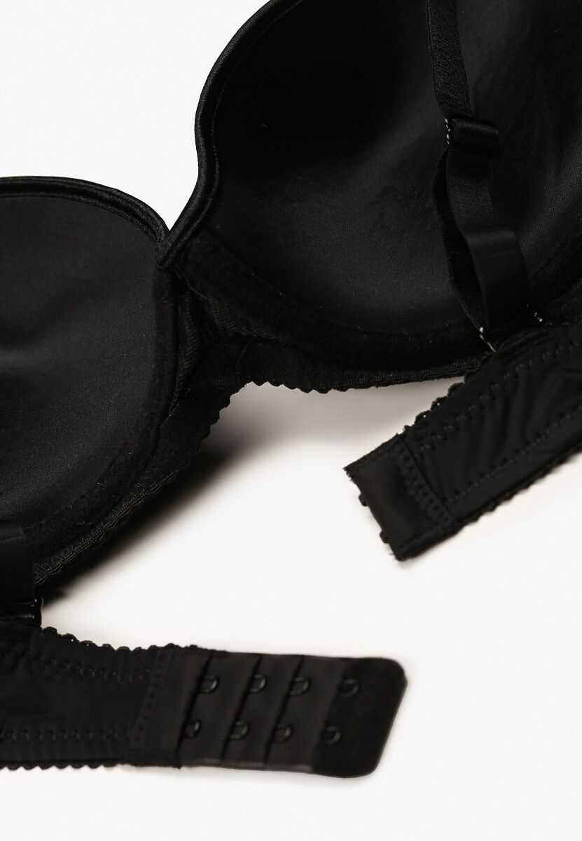 Czarny Biustonosz Full Cup Ozdobiony Koronką i Małą Zawieszką z Cyrkonii Nedolse