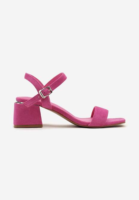 Różowe Sandały z Wyściółką z Ekoskóry na Słupku z Zapięciem na Sprzączkę Maloella