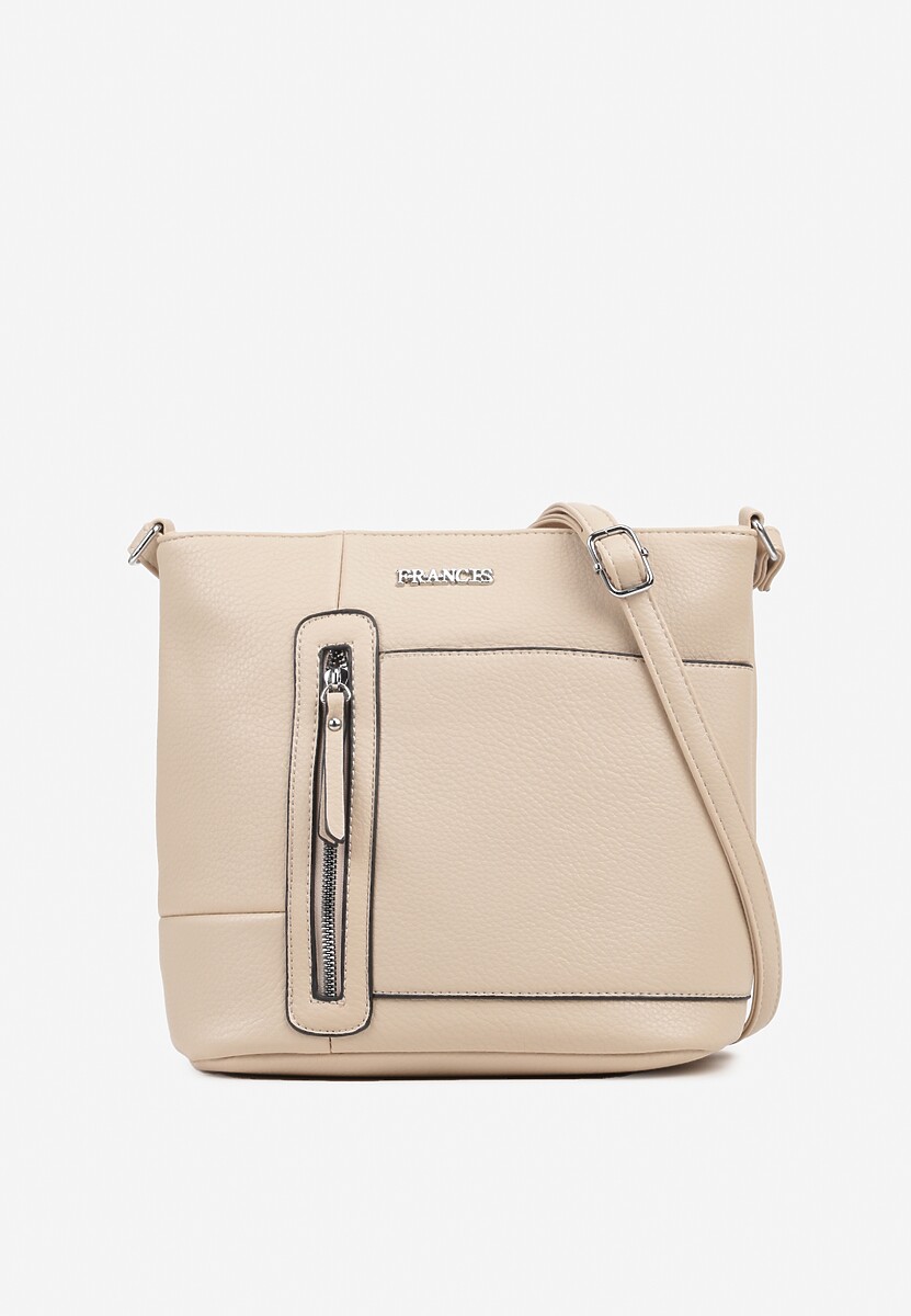 Beżowa Torebka Typu Listonoszka Ozdobiona Suwakiem Dolaris