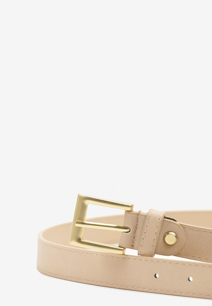 Jasnobeżowy Pasek Ozdobiony Metalową Klamrą Nairavina