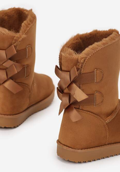Brązowe Śniegowce z Kokardkami Chami