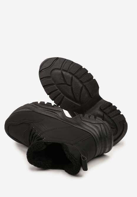 Czarne Trapery Sneakersy Vices na Platformie z Tłoczeniem Nirrise