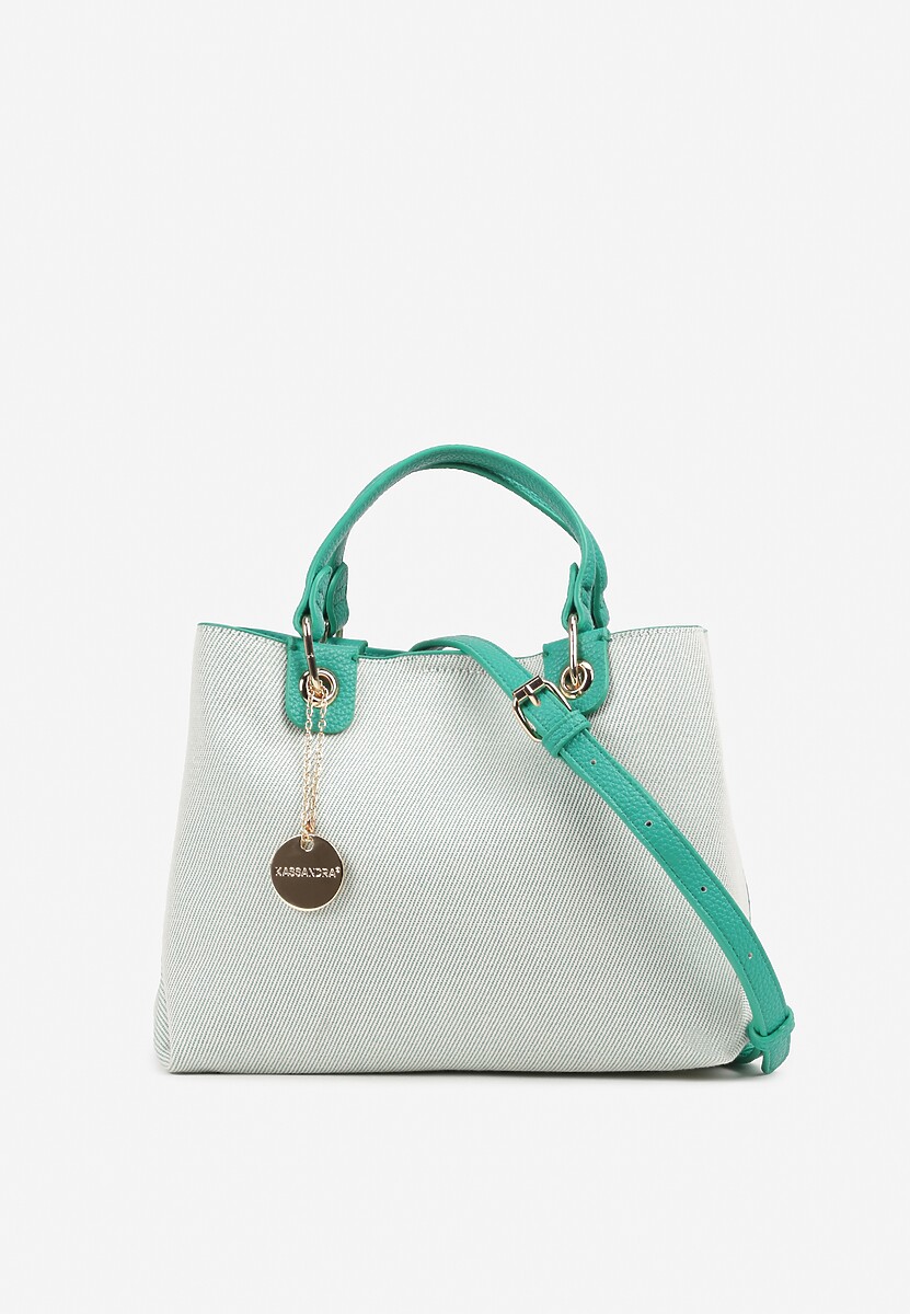 Czarno-Biała Dwukomorowa Torebka z Bawełną w Stylu Shopper z Rączkami Lalessi