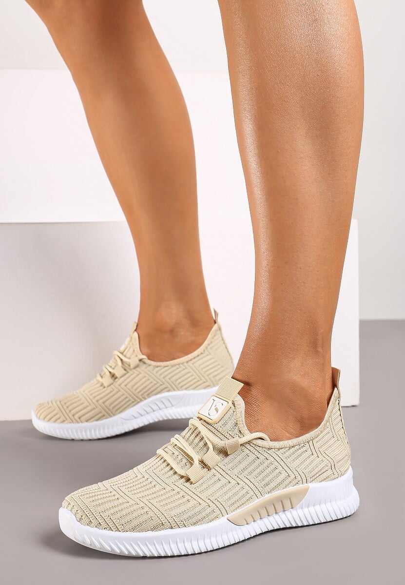 Beżowe Buty Sportowe Pudina
