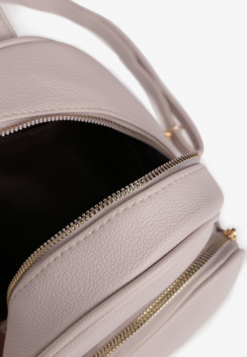 Beżowy  Casualowy Plecak z Regulowanymi Odpinanymi Paskami Nelarise