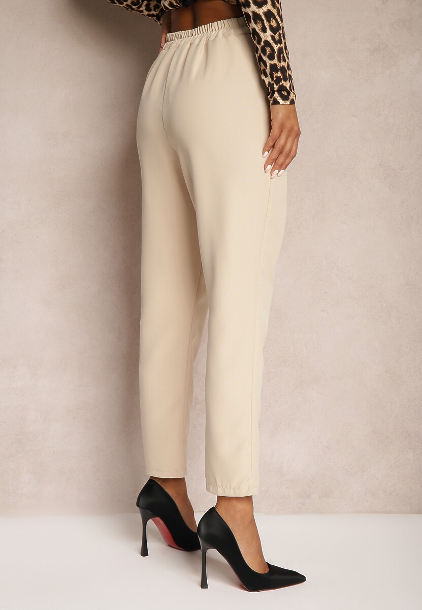 Beżowe Spodnie Cygaretki Zalko