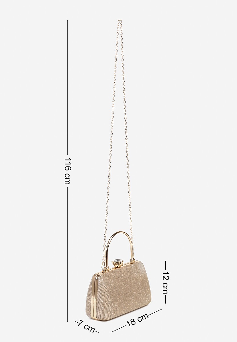 Złota Torebka Kopertówka z Marszczeniem i Metaliczną Nicią Lattimia