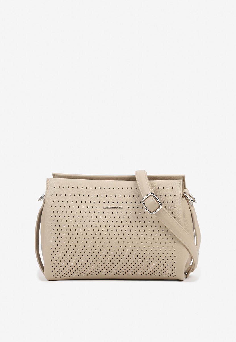 Biała Wieczorowa Torebka Listonoszka z Metaliczną Aplikacją Idarela