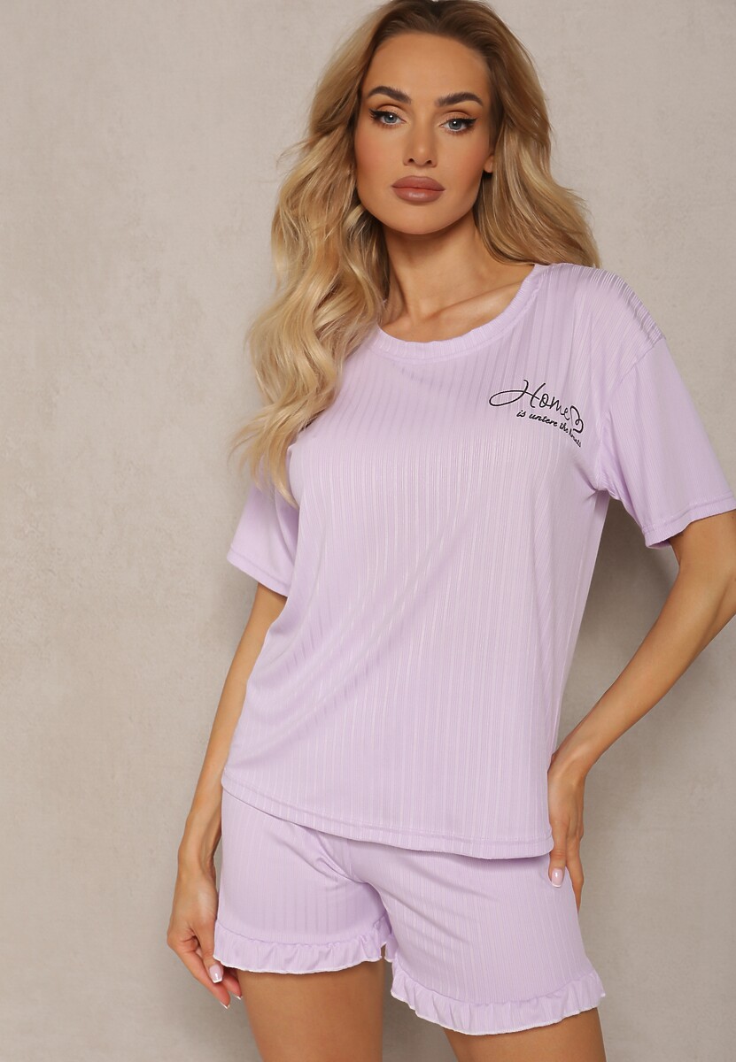 Szary Komplet Piżamowy 2-częściowy Iodia