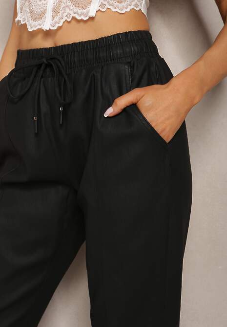 Czarne Dresowe Spodnie Joggery z Gumką w Pasie Arnetta