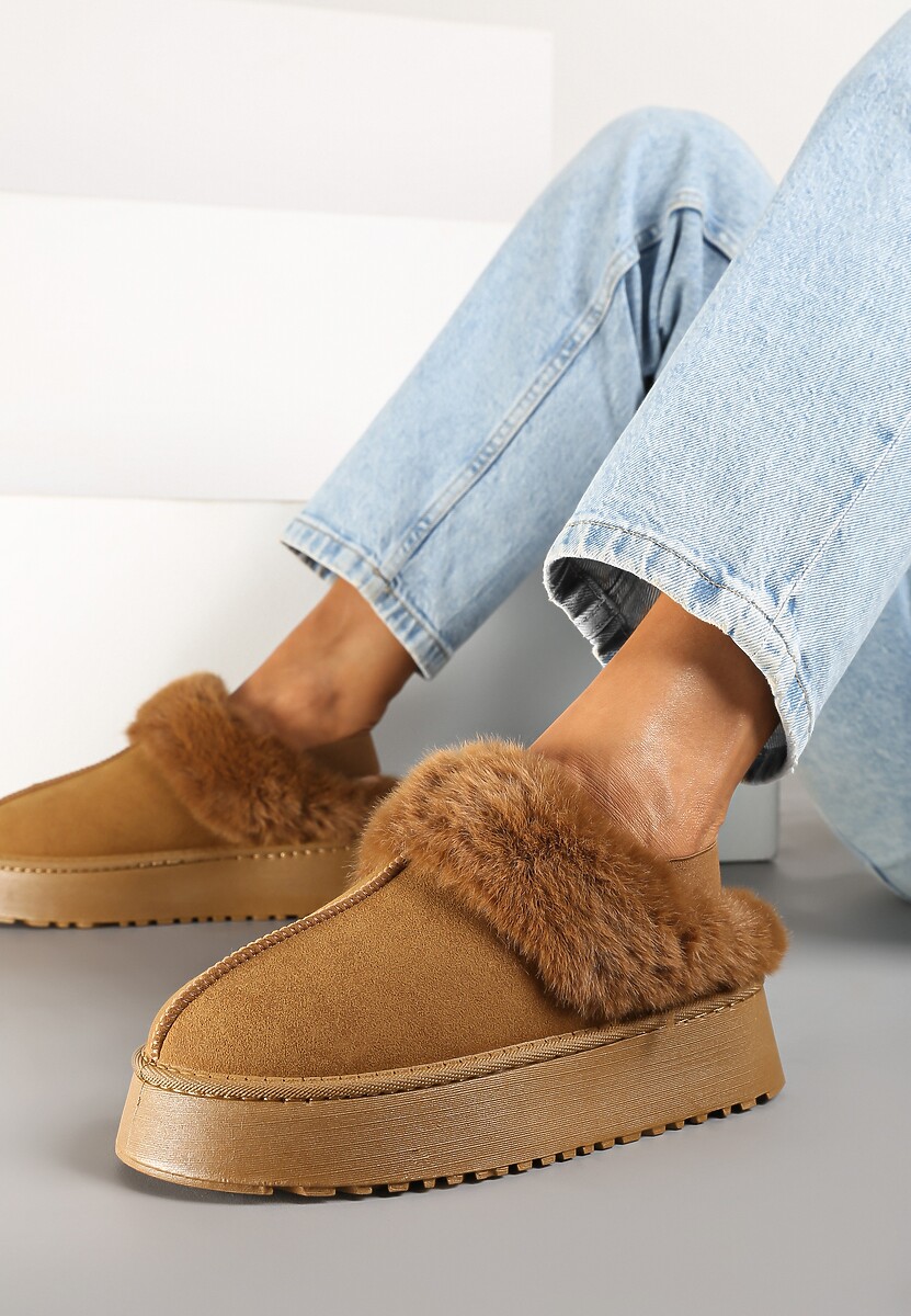 Brązowe Śniegowce na Platformie z Futerkiem Zemiyana