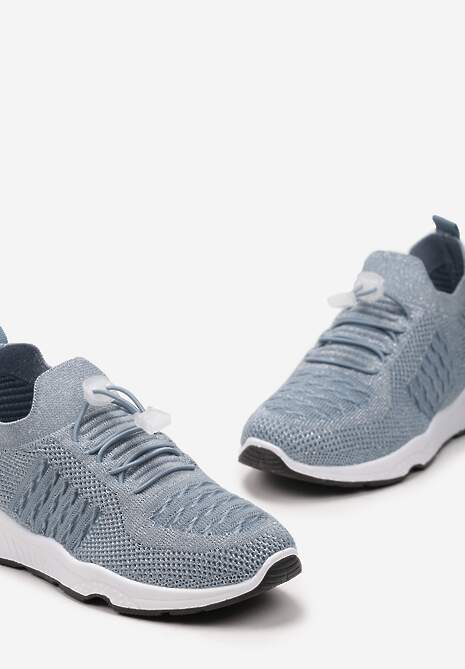 Jasnoniebieskie Buty Sportowe Ściągane Gumką Ozdobione Metaliczną Nicią Rianelle